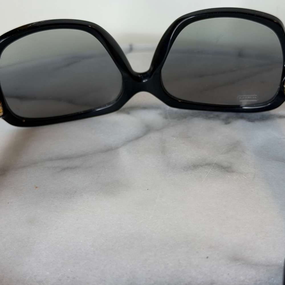 Coach Megan Sunglasses HC 8044 Black Oversized Square Gold Signature C Logo - Picture 6 of 6